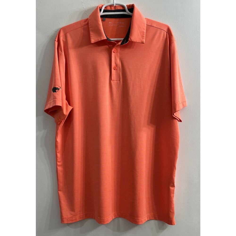 Under Armour Heatgear Short Sleeve Polo Shirt XL Bright Neon Orange Bear Golf‎
